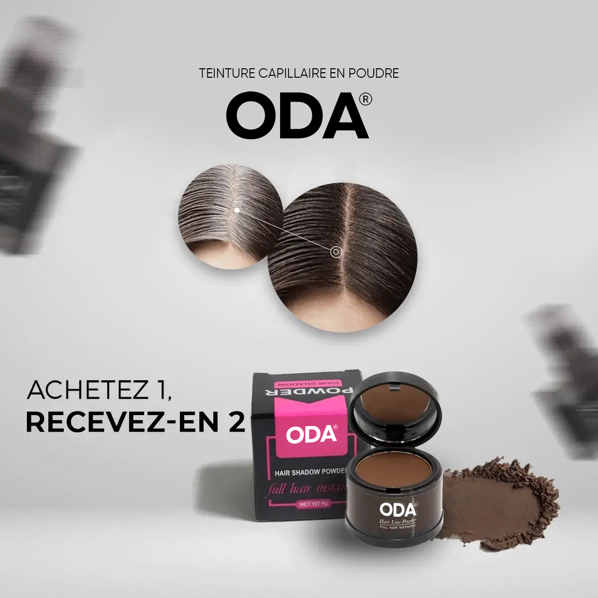 Teinture Capillaire en Poudre Oda® - Couvre Tous les Cheveux Blancs (Achetez 1, Recevez-en 2)